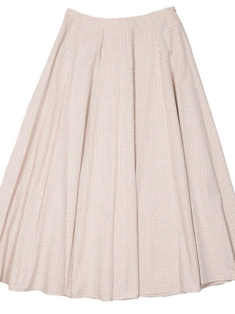 Abercrombie & Fitch Neutral Check A-Line Midi Skirt